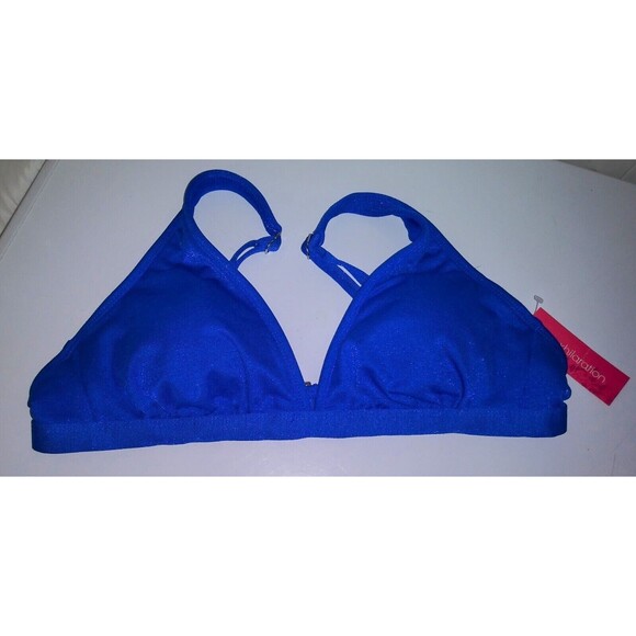 Xhilaration Women's Juniors' Swim Metallic Bralette Bikini Top, Blue Adjustable - Picture 6 of 16